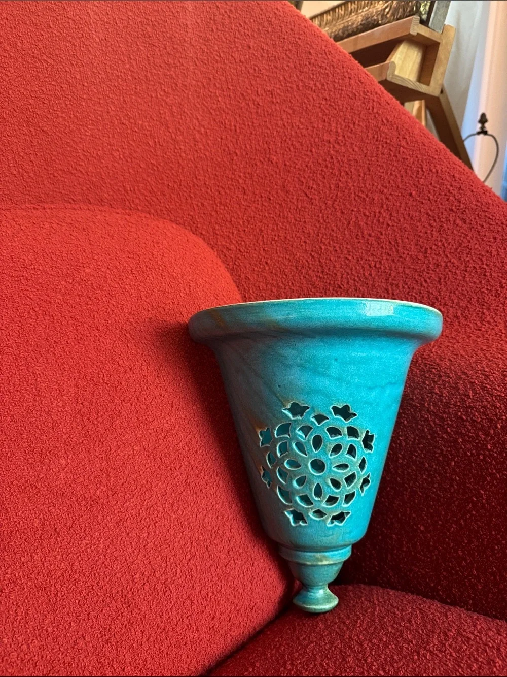 Turquoise Decorative Wall Sconce Planter - Elegant Ceramic Accent